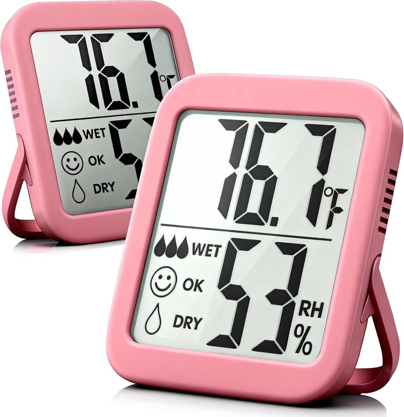 Antonki 2 Pack Room Thermometer for Home, Hygrometer Indoor Humidity Meter Gauge, Digital Temperature and Humidity Sensor Monitor for House, Terrarium, Incubator, Greenhouse - Battery Included - Image 1